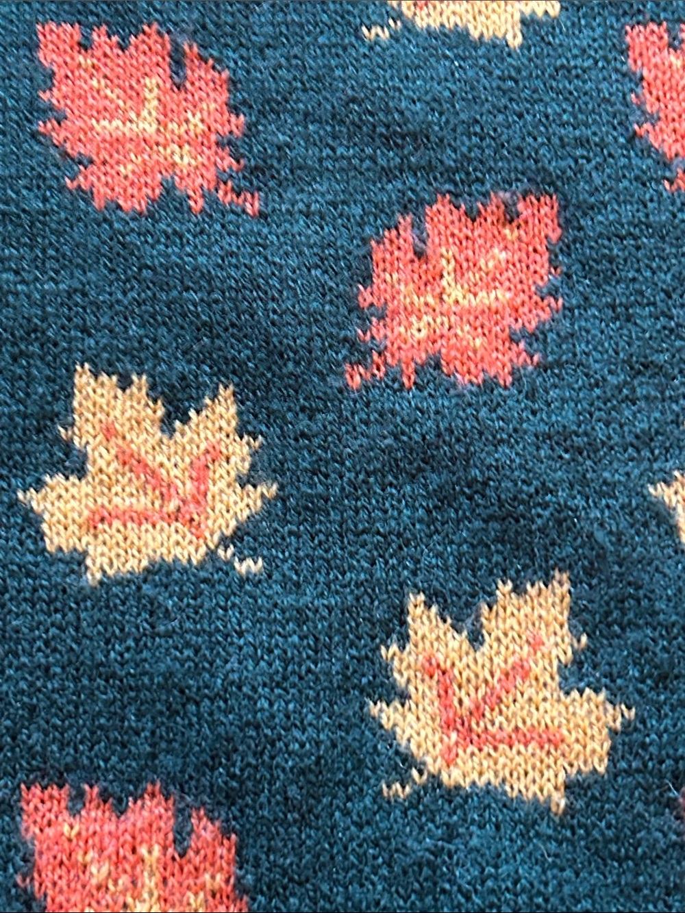 Kiel James Patrick Green Crewneck Sweater with Yellow & Orange Maple Leaves - Picture 9 of 12